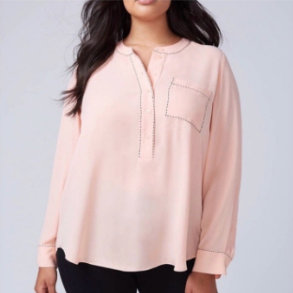 Lane Bryant Sheer Stitch Detailing Blouse 14/16